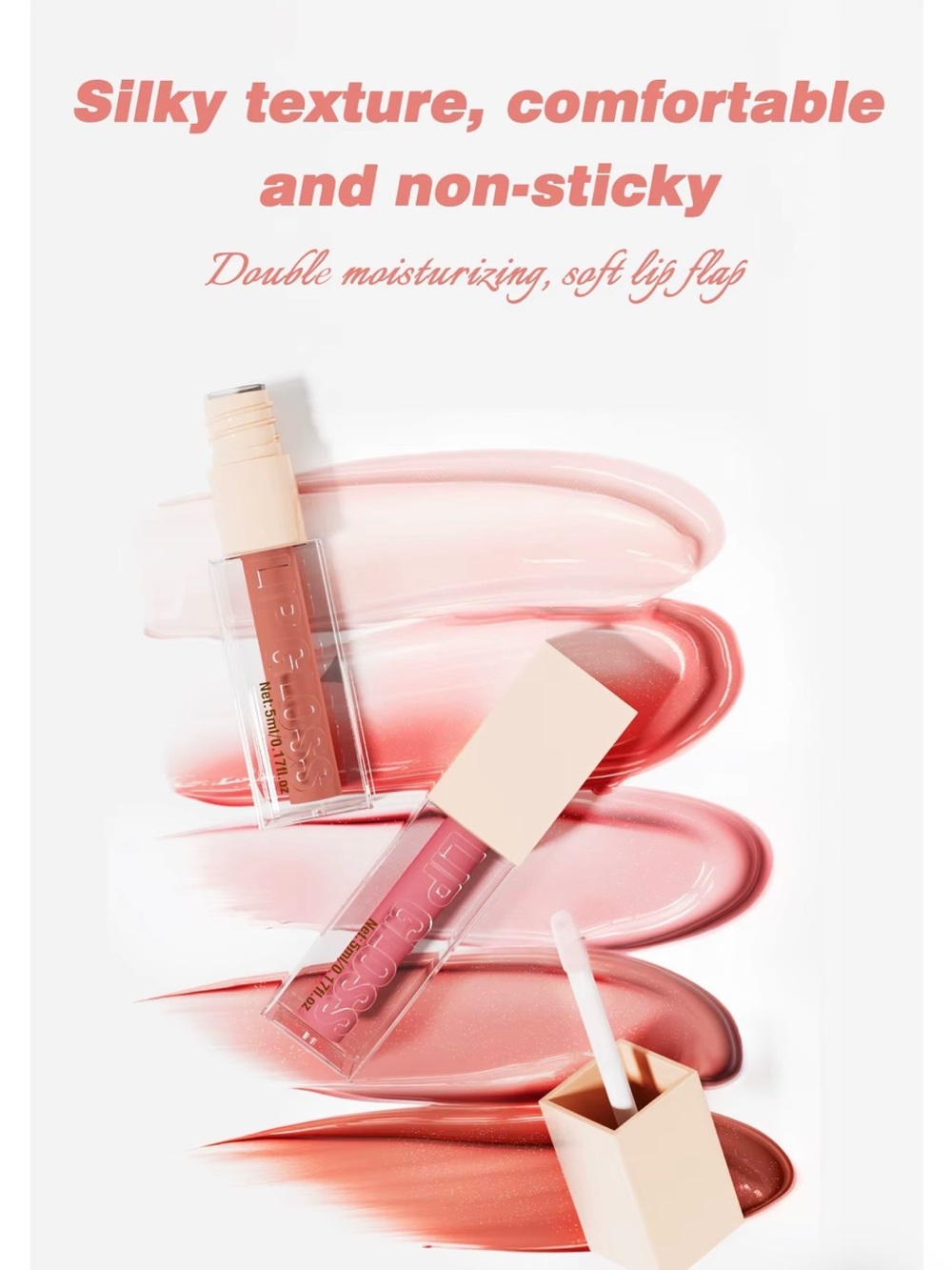 Tinted Pink Lip Gloss - Silky Non-Sticky Shine